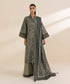 Womens Unstitched Embroidered Green Three Piece Lawn Suit
